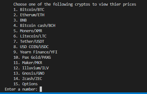 Selling a crypto price tracker that refreshs upon your customized time | All Major Cryptos supported | Made in python