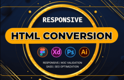convert PSD to HTML, xd to html, figma to HTML, pdf to HTML, sketch, website