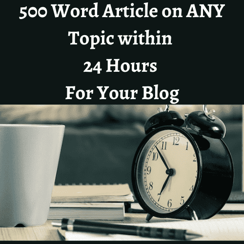 I will get a 500 Word Article on ANY Topic within 24 Hours For Your Blog