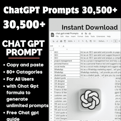 I will give you Over 30,500+ proven and tested ChatGPT prompts. The Ultimate use