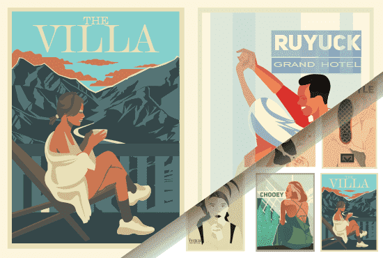 I will create vintage poster art deco style