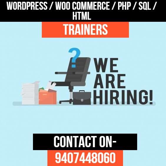 We Are Hiring Wordpress/Woo commerce/PHP/SQL/HTML Trainers image 1