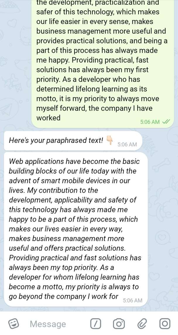I will build telegram AI bot bot,paraphrase bot,GPT AI bot for you