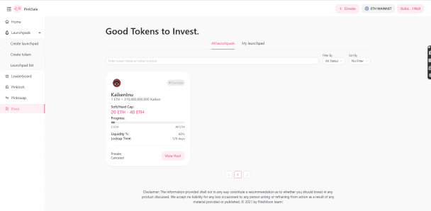 Fork PinkSale Launchpad.