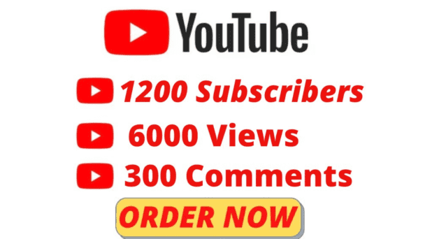 1200 Real Youtube Subscribers + 6000 Youtube Views + 300 Youtube Comments
