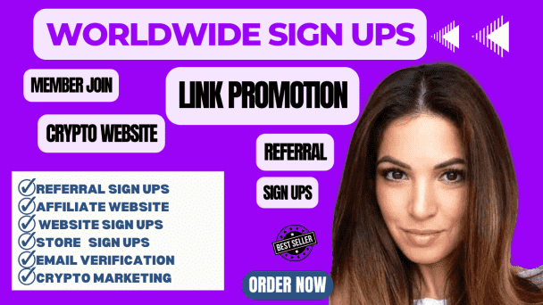 I will do referral sign up crypto website sign up link promotion affiliate marketing member join sales registration