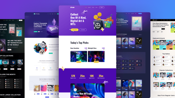 Build nft landing page and website nft marketplace website
