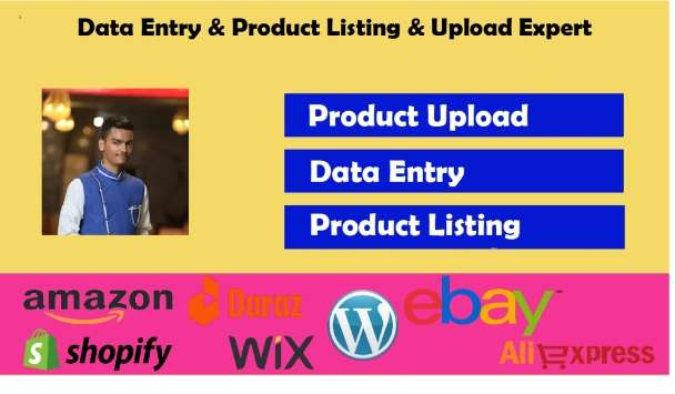 I will upload products or upload content ecommerce, shopify, etc