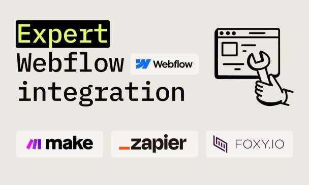 I will write/integrate/fix custom JS code/API  on Webflow website: FoxyCart, Zapier, make.com and other