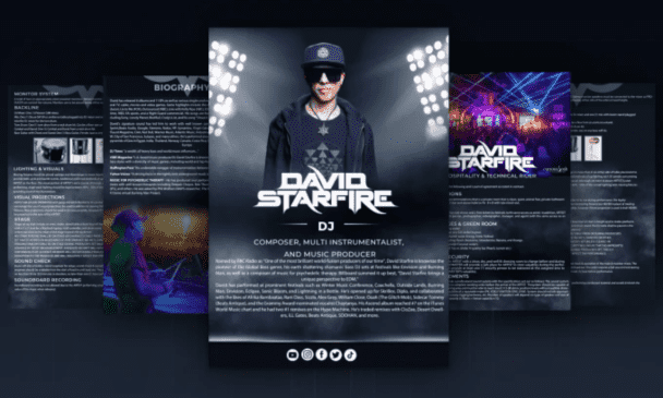 I will design epk, media kit, press kit, speaker kit, one sheet