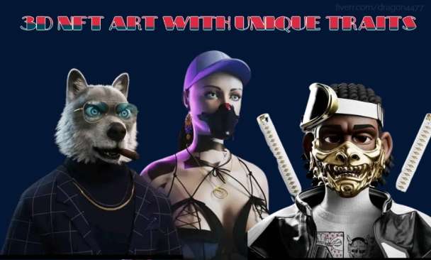 I will design your 3d nft with custom traits and accessories