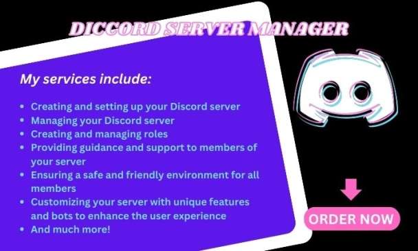 I will be Creating and managing roles, permissions, and channels to ensure your server runs smoothly