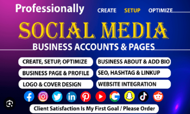 I will set up linkedin ads, pinterest ads, snapchat ads, twitter ads, facebook ads
