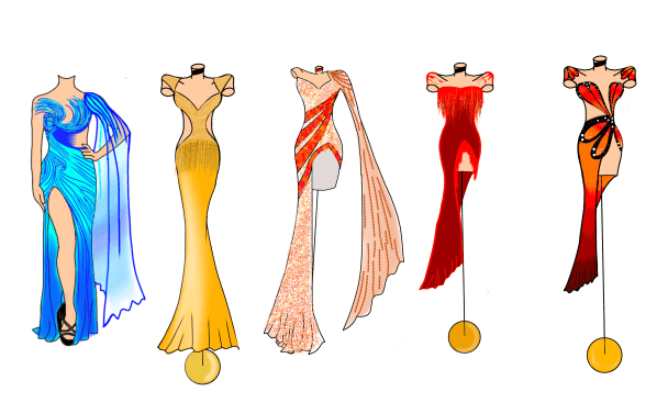 I will design/sketch dresses for your fashion company