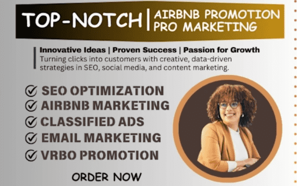 I will boost airbnb booking, airbnb marketing, airbnb promotion, airbnb listing, vrbo
