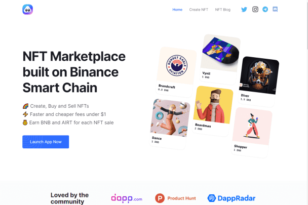 NFT Art Marketplace(https://app.airnfts.com/)