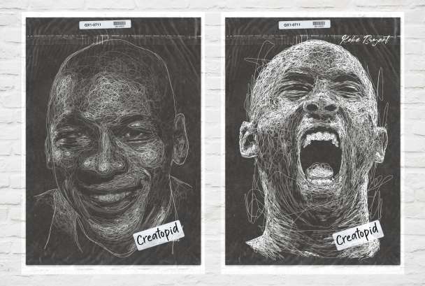 I will turn your photo into dark scribble art portrait