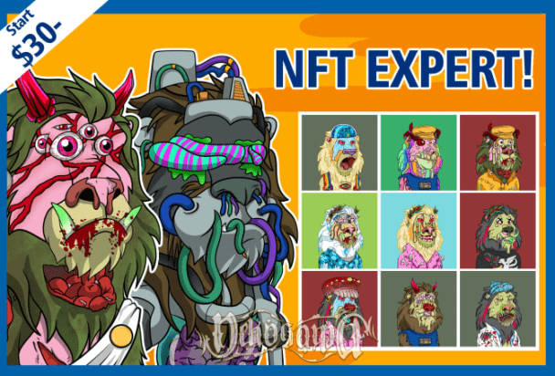 create generate nft cartoon mutant zombie illustration