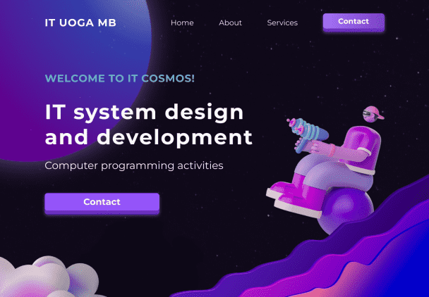 Portfolio website with 3D illustration + bento grid element