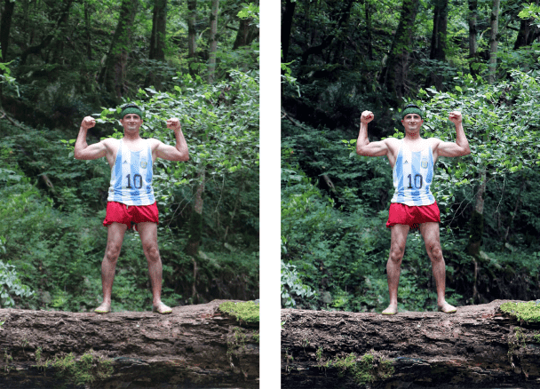 Correction of body shape, correction of image color + contrast