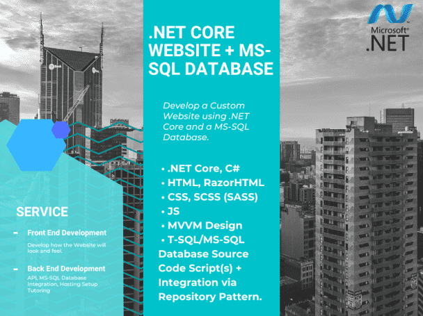 I will develop a custom C# ASP.NET Core 3 Website with a MS-SQL Database