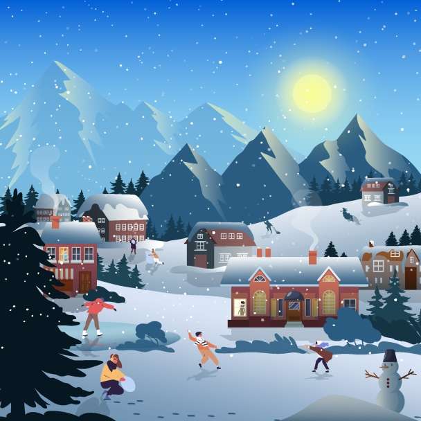 I will draw a flat vector landscape illustration