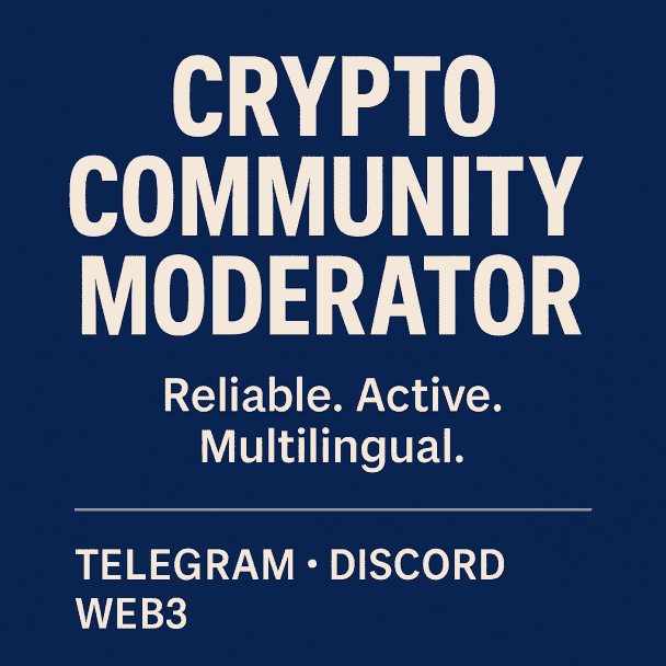 I will moderate your crypto Telegram or Discord community professionally