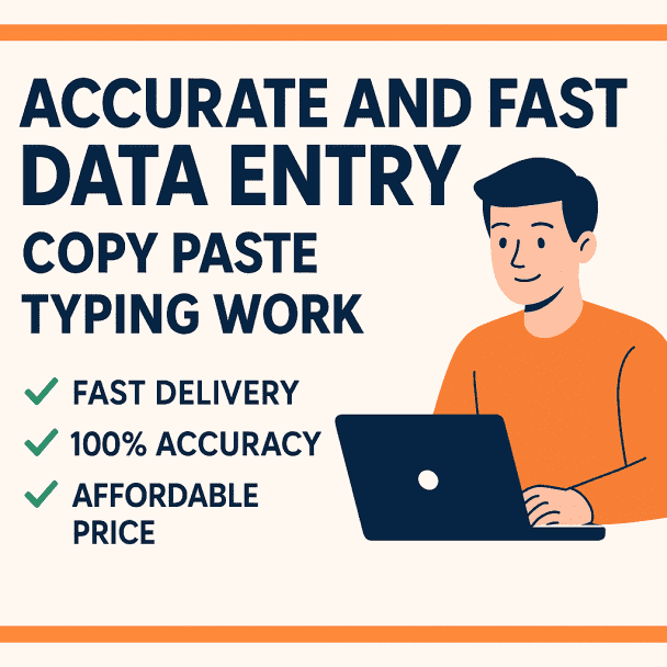 I will do accurate and first data entry, copy paste and typing work.