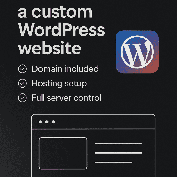 I will create a custom WordPress website with hosting and domain included