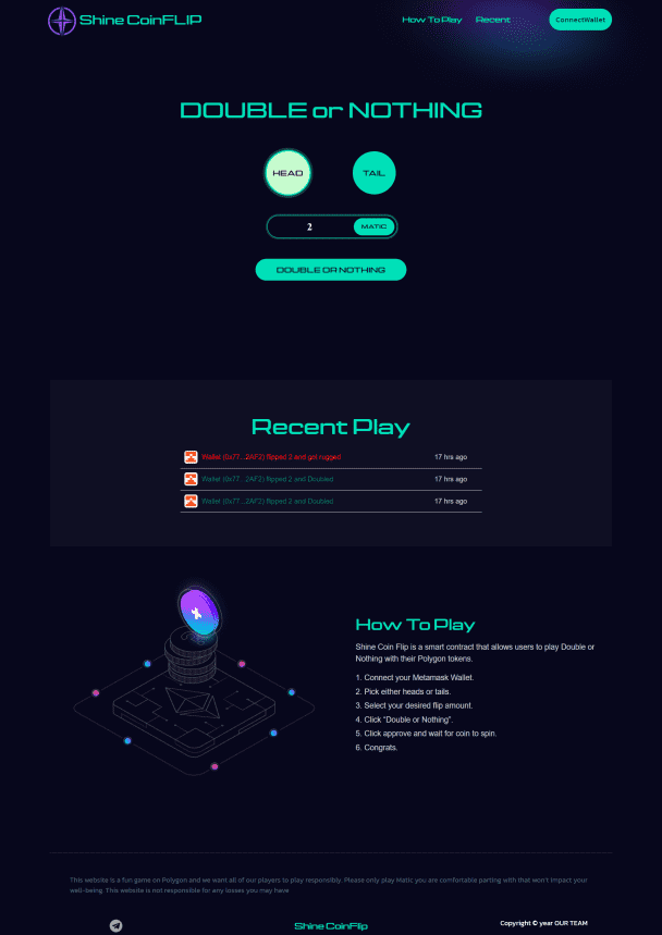 CoinFlip game ( Crypto Prediction game )