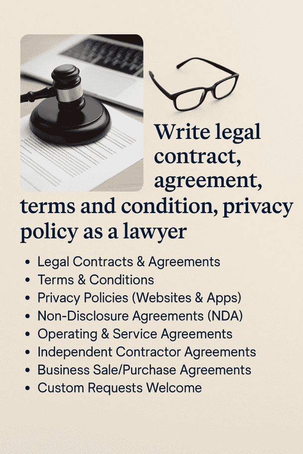 I will draft and review business contracts with legal precision