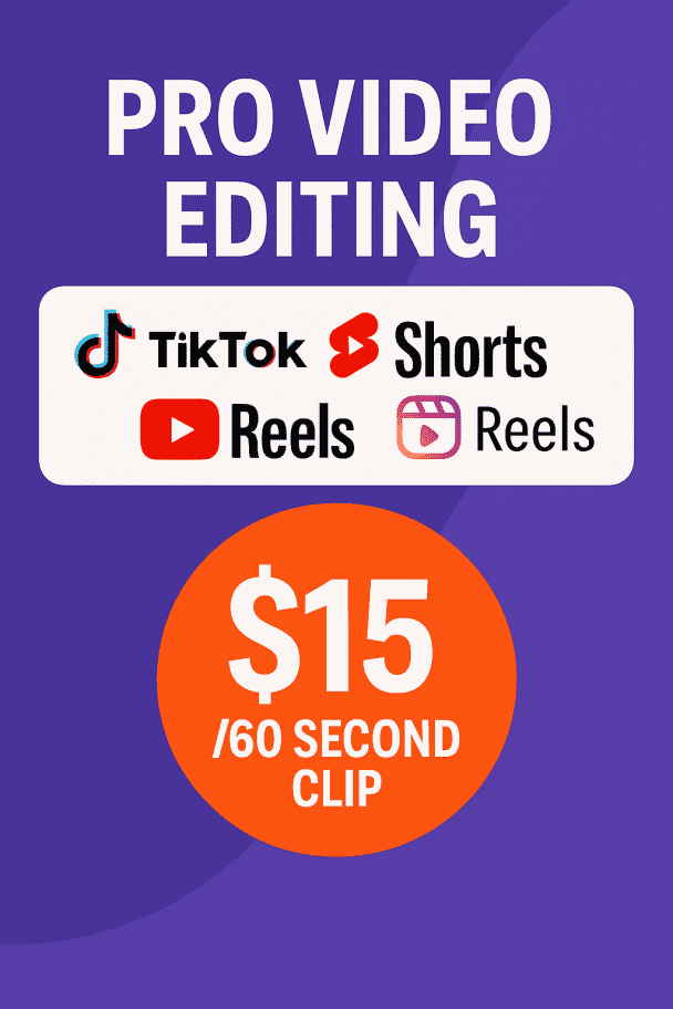 I will edit your TikTok, YouTube Shorts, or Instagram Reels fast and professional