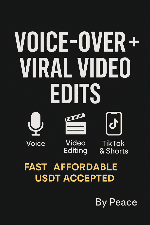 I will deliver powerful voice-over and short video edits for your TikTok, YouTube Shorts, or Reels