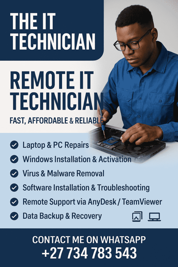 Remote IT Technician | Laptop & Software Repair | Fast, Reliable Service
