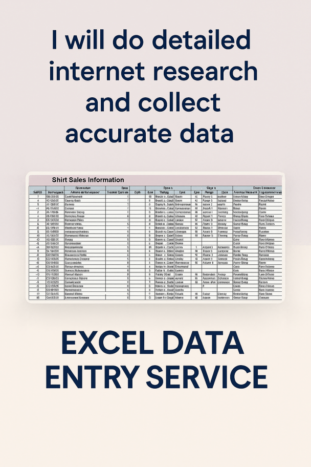 I will do accurate and fast Data Entry, Web Research, and PDF to Excel conversion