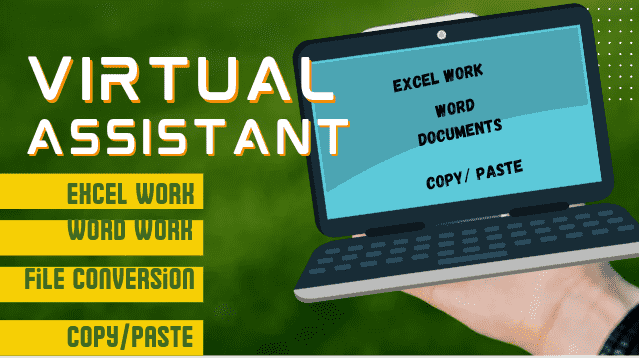 Do Data Entry, Excel or word work all file conversion work.