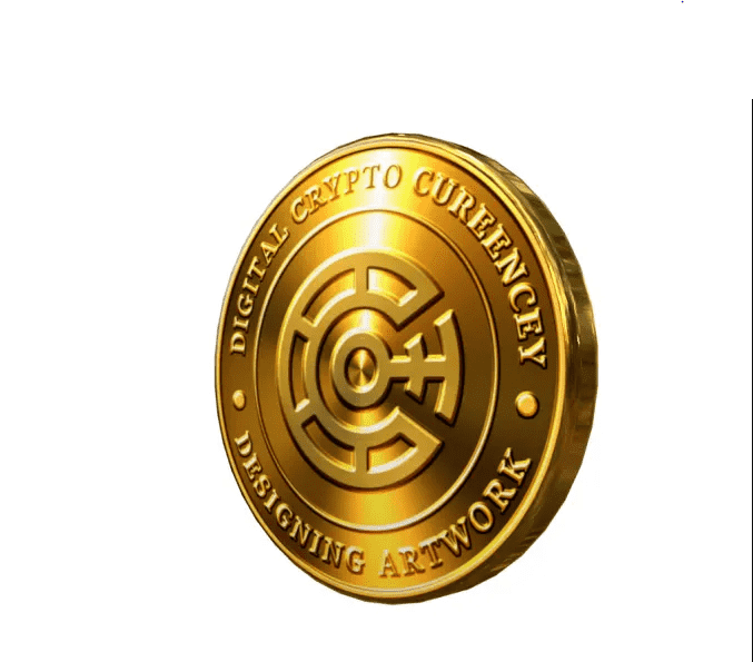 design gold metallic crypto token or coin spin animation