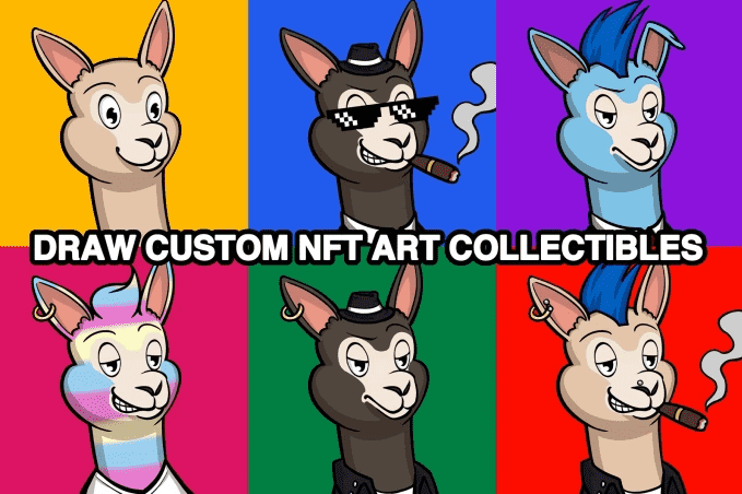 do custom nft art cartoon collection with 1k 5k 10k nft