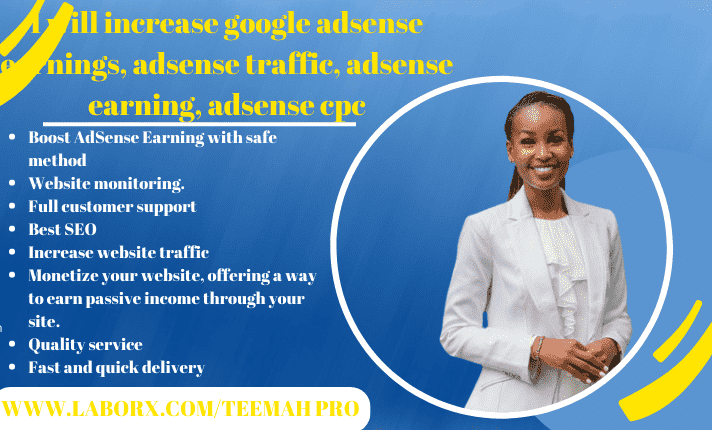 I will increase google adsense earnings, adsense traffic, adsense earning, adsense cpc