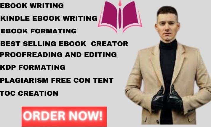I will  ebook writer, ebook writer, ghost book writer, kindle book writer on any topic
