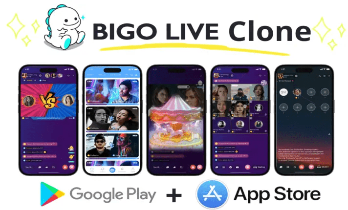 I will do bigo live streaming app clone with pk battles and svga gifts animation and  reels