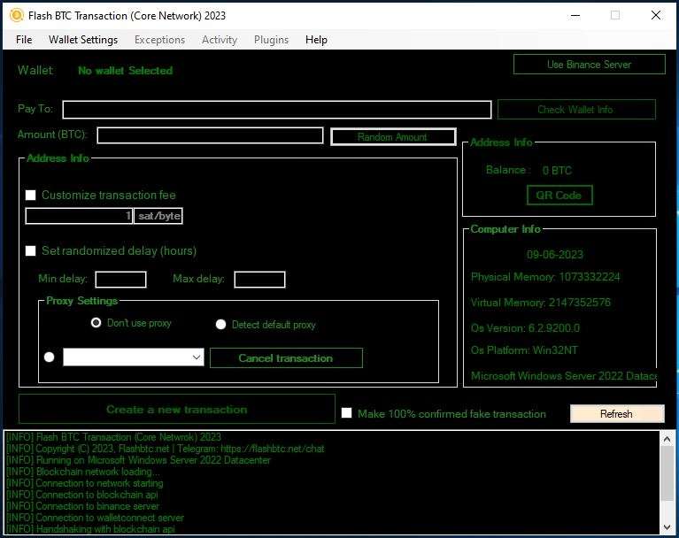 Flash BTC Transaction (Core Network): Generate and Send Bitcoin with Unprecedented Speed and Security