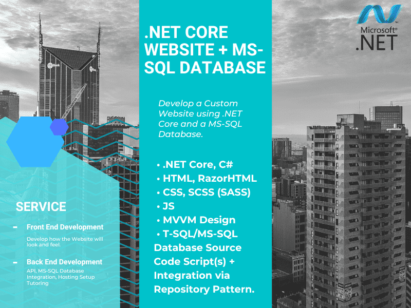 I will develop a custom C# ASP.NET Core 3 Website with a MS-SQL Database