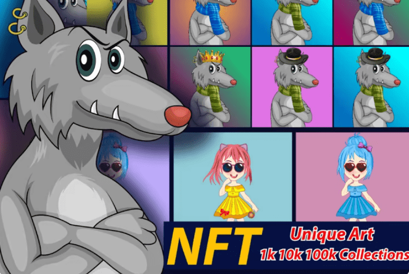 Create 2d NFT Art, Traits, accessories and Collection