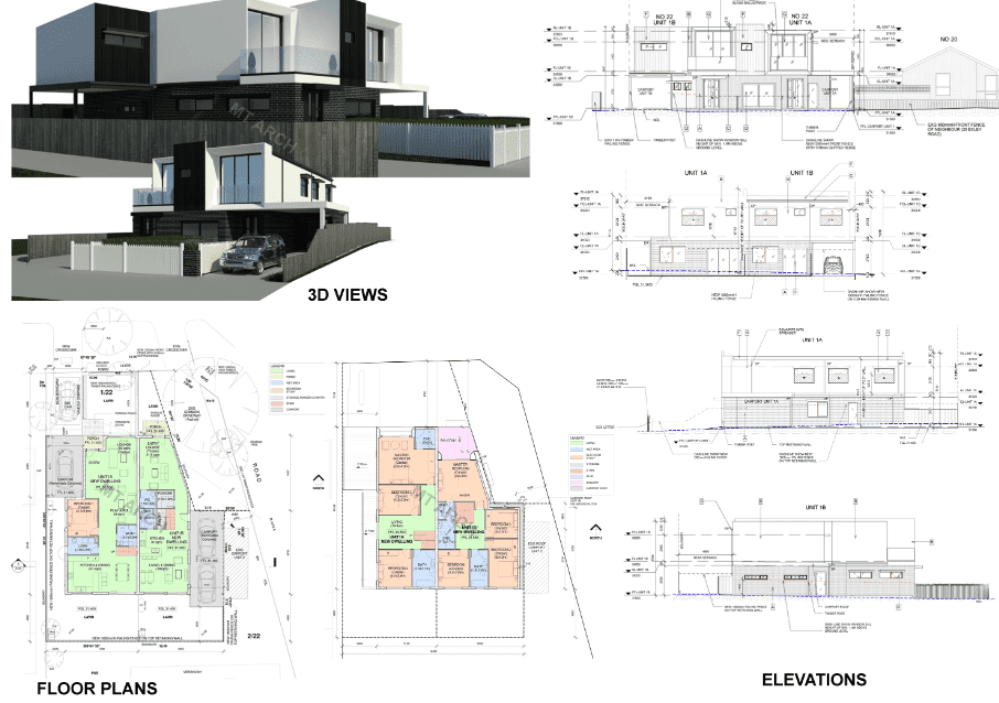 do floor plans, elevations by revit and render 3d views