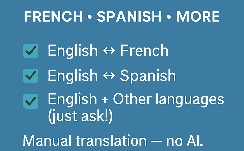 I will professionally translate English to French, Spanish, or any language you need