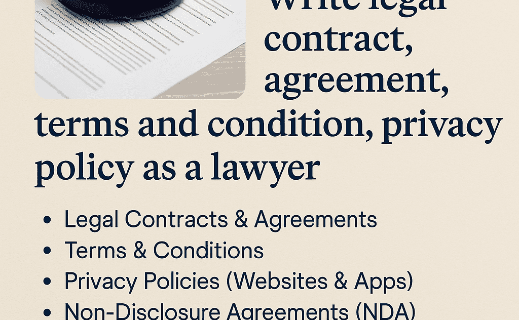 I will draft and review business contracts with legal precision