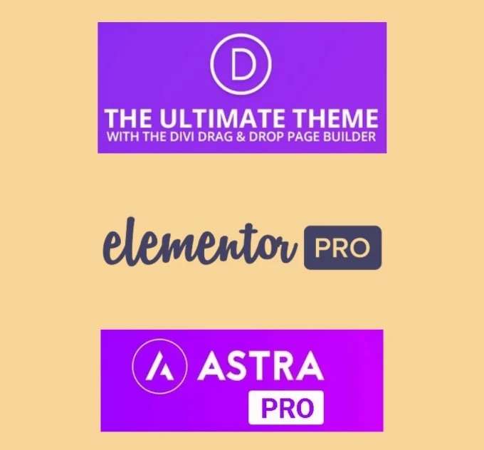 I will install Divi theme, Elementor Pro, Astra Pro with license