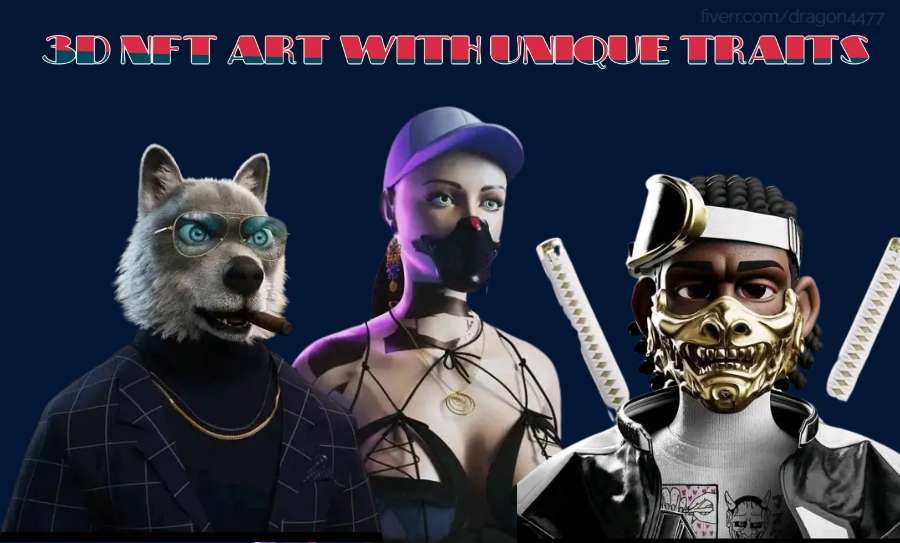 I will design your 3d nft with custom traits and accessories