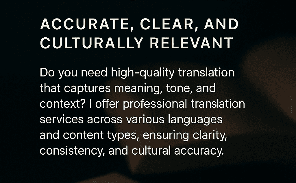 Professional Translation Services – Accurate, Clear, and Culturally Relevant